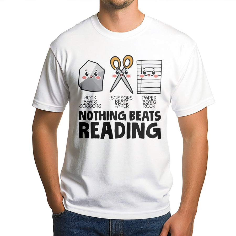 Nothing Beats Reading T-Shirt | Funny Book Lover Graphic Tee | Premium 100% Cotton Apparel | Teacher Librarian Gift