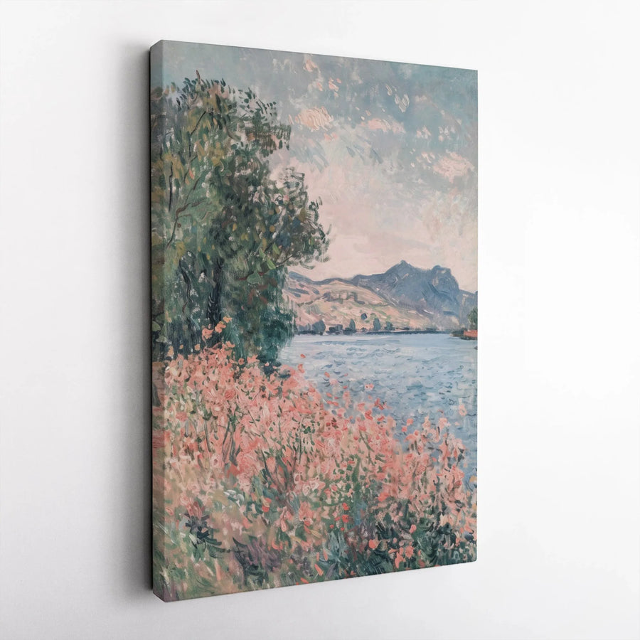 Claude Monet Landscape Canvas Art | Banks of the Seine Impressionist Print | Gallery Wrapped Premium Wall Decor | Fine Art Gift for Home Office