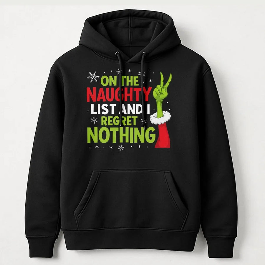 Naughty List Christmas Hoodie | Funny Peace Sign Graphic Holiday Sweatshirt | Premium Cotton Blend | Gift For Him And Her