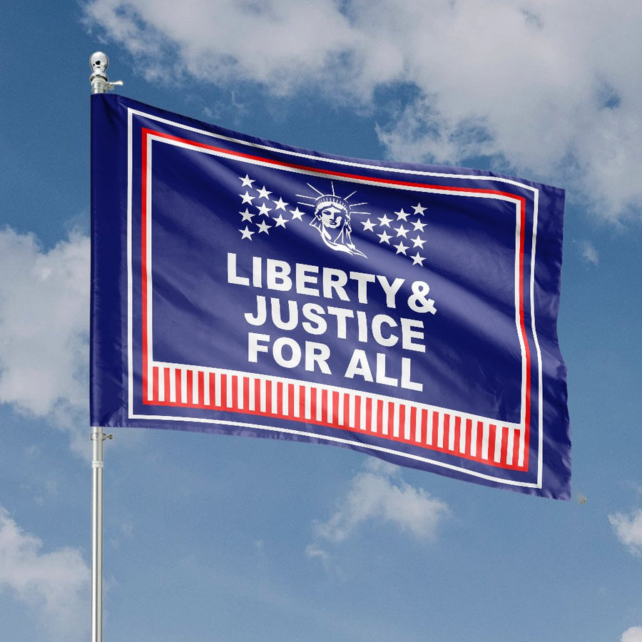 Liberty & Justice For All Flag | Patriotic Garden Banner | UV-Resistant 100% Polyester | Americana Yard Decor Gift