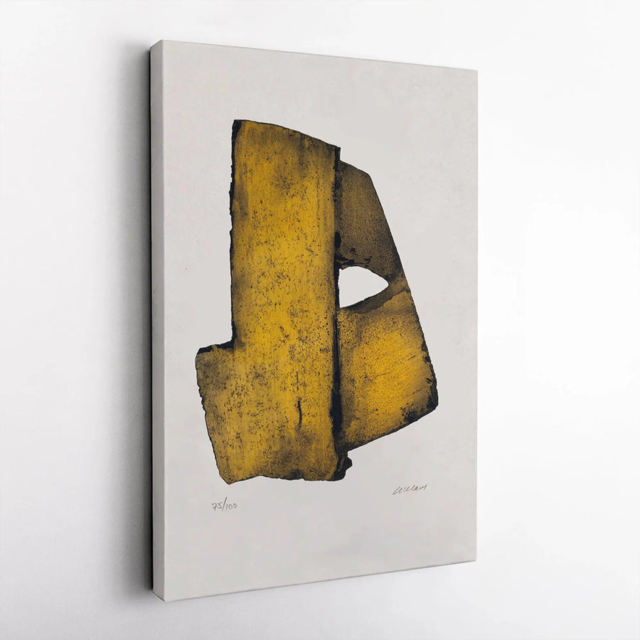 Abstract Yellow and Black Wall Art | Minimalist Geometric Shape Canvas | Premium Gallery-Wrapped Decor | Modern Living Room Interior Design