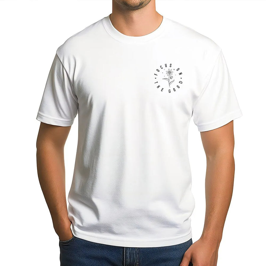 Focus On The Good T-Shirt | Minimalist Daisy Graphic | Premium Comfort Colors Cotton Tee | Christian Motivational Gift for Women