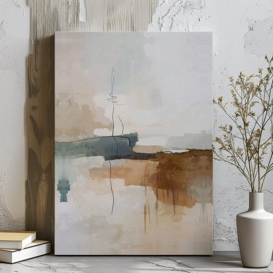 Abstract Landscape Canvas Wall Art | Neutral Earth Tone Minimalist Print | Premium 1.25 inch Gallery Wrap | Modern Home Decor for Living Room