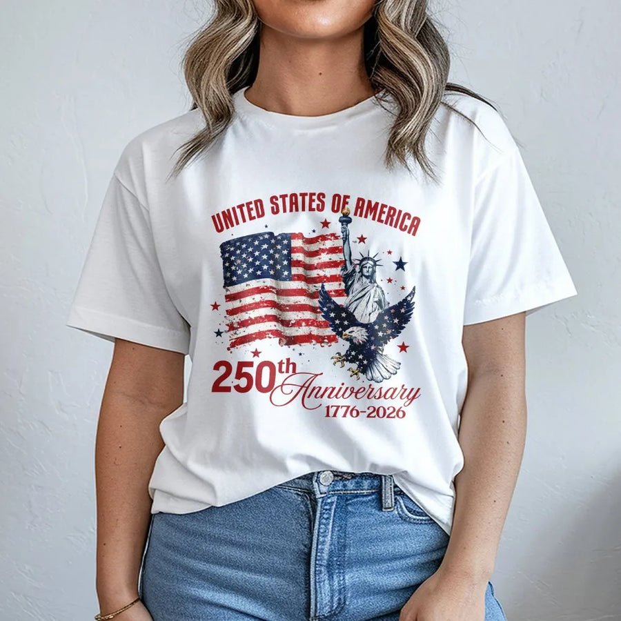 USA 250th Anniversary T-Shirt | Vintage American Flag 1776-2026 Design | Premium Cotton-Blend | Patriotic 4th of July Collector's Gift