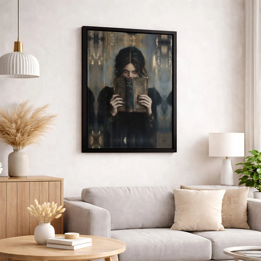 Gothic Woman Canvas Wall Art | The Book Of Lost Souls Dark Academia Decor | Premium Fade-Resistant Print | Mystical Home Office Gift