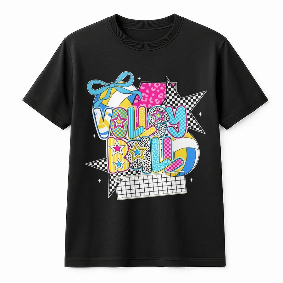 Volleyball T-Shirt | Retro Preppy Coquette Game Day Graphic | 100% Cotton Premium Tee | Cute Sporty Gift For Volleyball Player