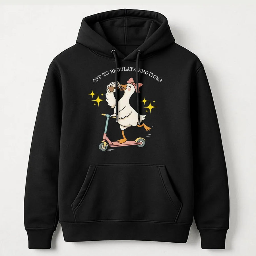 Silly Goose Hoodie | Off To Regulate Emotions Graphic Sweatshirt | Premium Cotton-Blend Pullover | Gift for Therapist or Teacher
