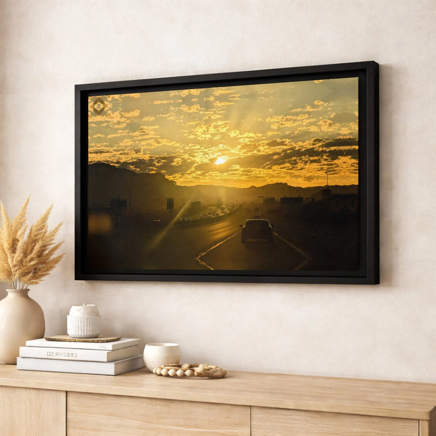 Sunset Highway Canvas Wall Art | Golden Hour Mountain Road Print | Premium Gallery Wrap Decor | Nature Landscape Gift for Travel Lovers