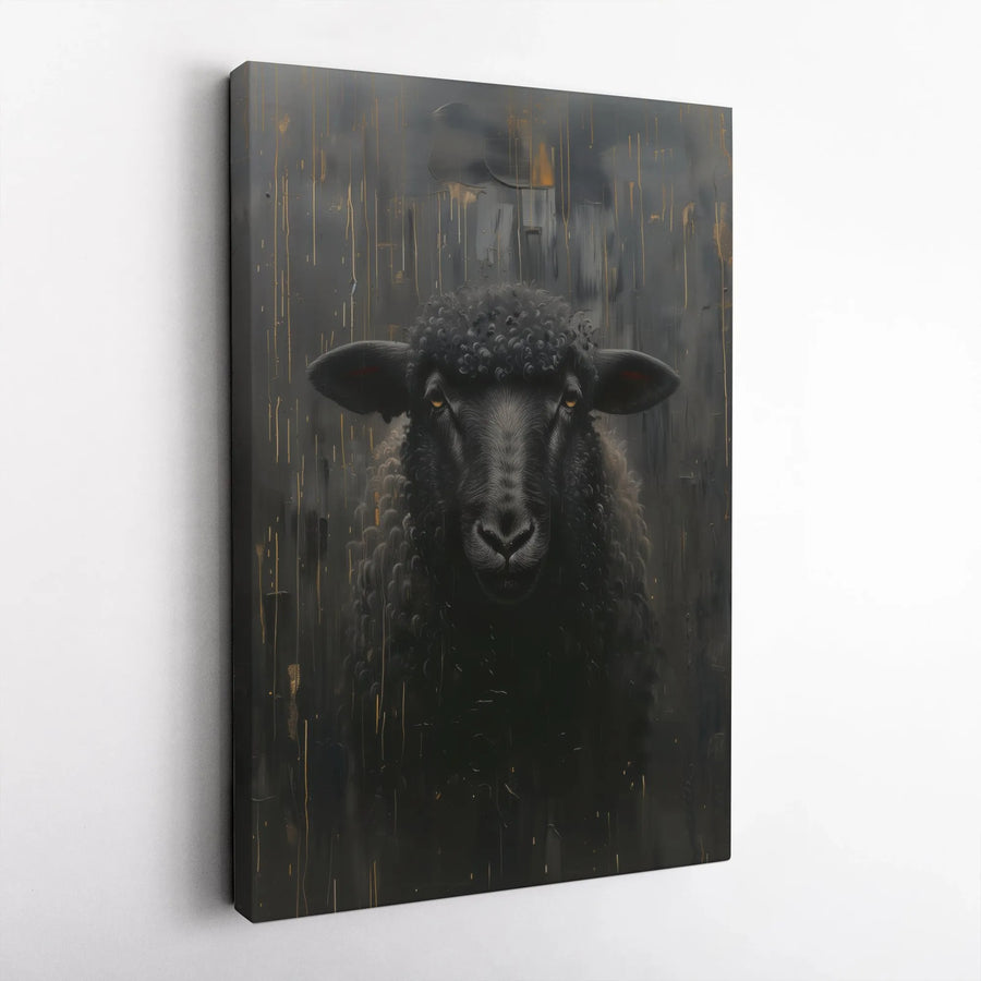Black Sheep Wall Art | Moody Farmhouse Animal Canvas Print | Premium Gallery Wrapped Decor | Modern Office or Living Room Gift