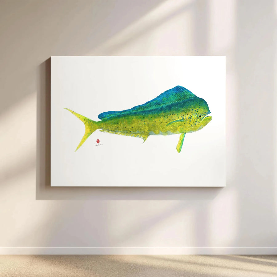 Mahi Mahi Fish Canvas Wall Art | Watercolor Dolphinfish Gallery Wrap | Premium Fade-Resistant Print | Nautical Coastal Home Decor Gift