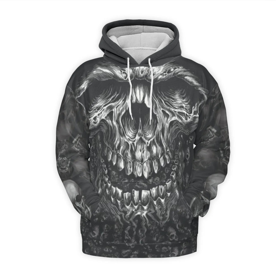 Gothic Skull 3D Hoodie | Dark Demonic All-Over Print Graphic Sweatshirt | Premium Polyester Brushed Fleece | Unisex Edgy Streetwear Gift