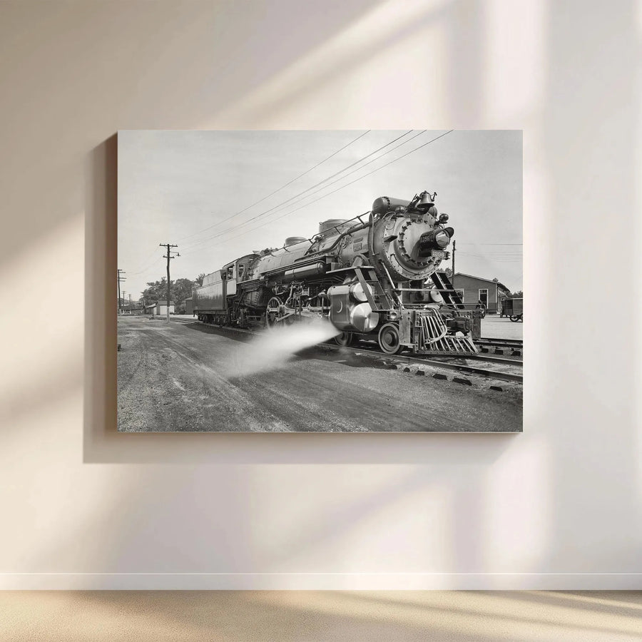 Steam Locomotive Canvas Wall Art | Vintage Train Photography Print | Premium 1.25" Gallery Wrap | Industrial Office or Home Decor Gift