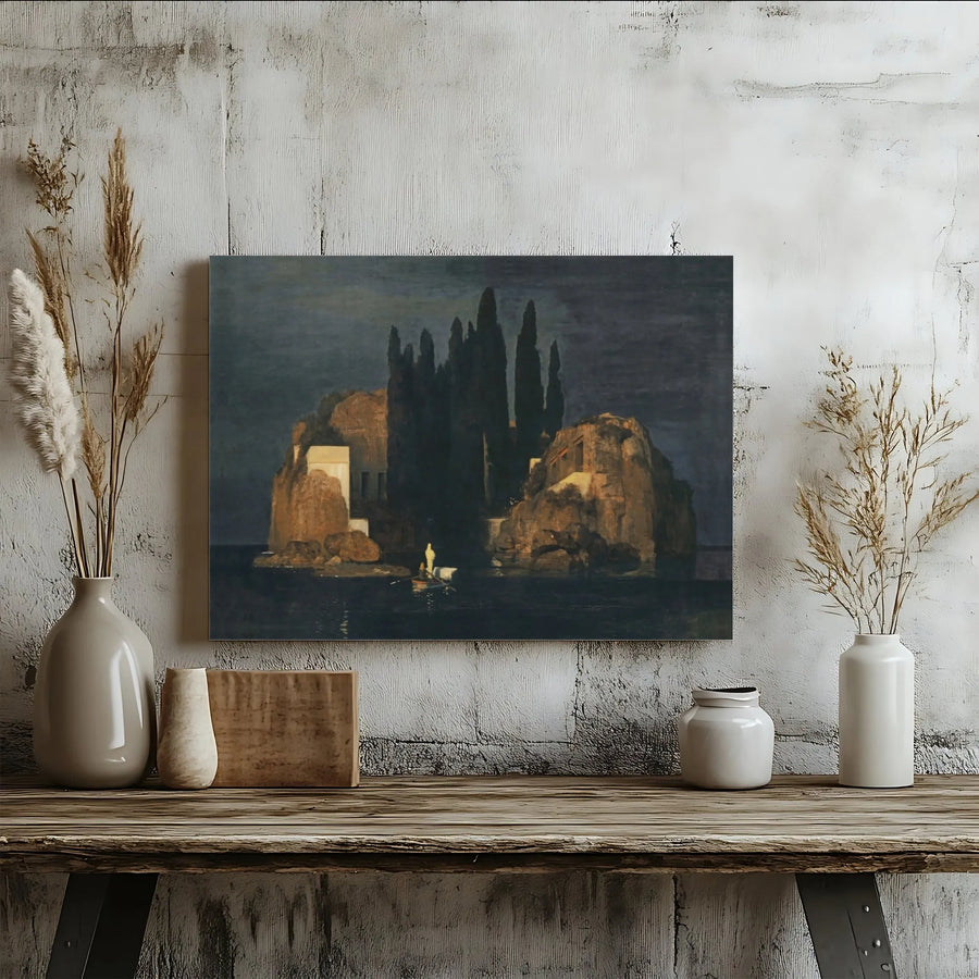 Isle Of The Dead Canvas Wall Art | Arnold Bocklin Classical Oil Painting Reproduction | Premium Gallery Wrapped 1.25" Profile | Gothic Home Decor Gift