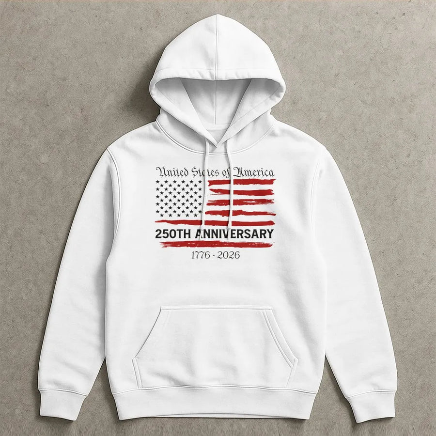 America 250th Anniversary Hoodie | 1776-2026 Distressed US Flag Graphic | Premium Cotton Blend Sweatshirt | Collector's Patriotic Gift for Men and Women