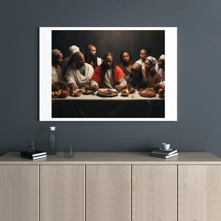 Black Jesus Last Supper Canvas | Modern Religious Wall Art | Premium Gallery Wrap Print | Inspirational Christian Home Decor Gift