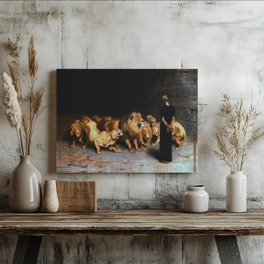 Daniel in the Lions Den Canvas Print | Briton Riviere Biblical Fine Art | Premium Gallery Wrapped Decor | Christian Home & Office Wall Art