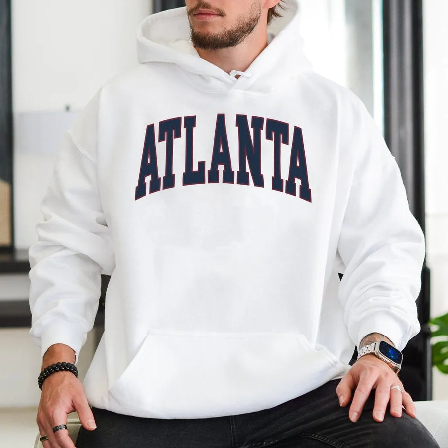 Vintage Atlanta Hoodie | Classic College Style Crewneck | Soft Cotton Blend | USA City Hometown Pride Gift for Men & Women