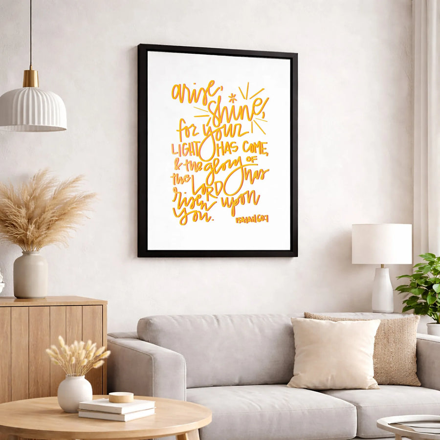Isaiah 60:1 Bible Verse Wall Art | Arise Shine Typography Print | Premium Gallery Wrapped Canvas | Christian Home Decor & Inspirational Gift