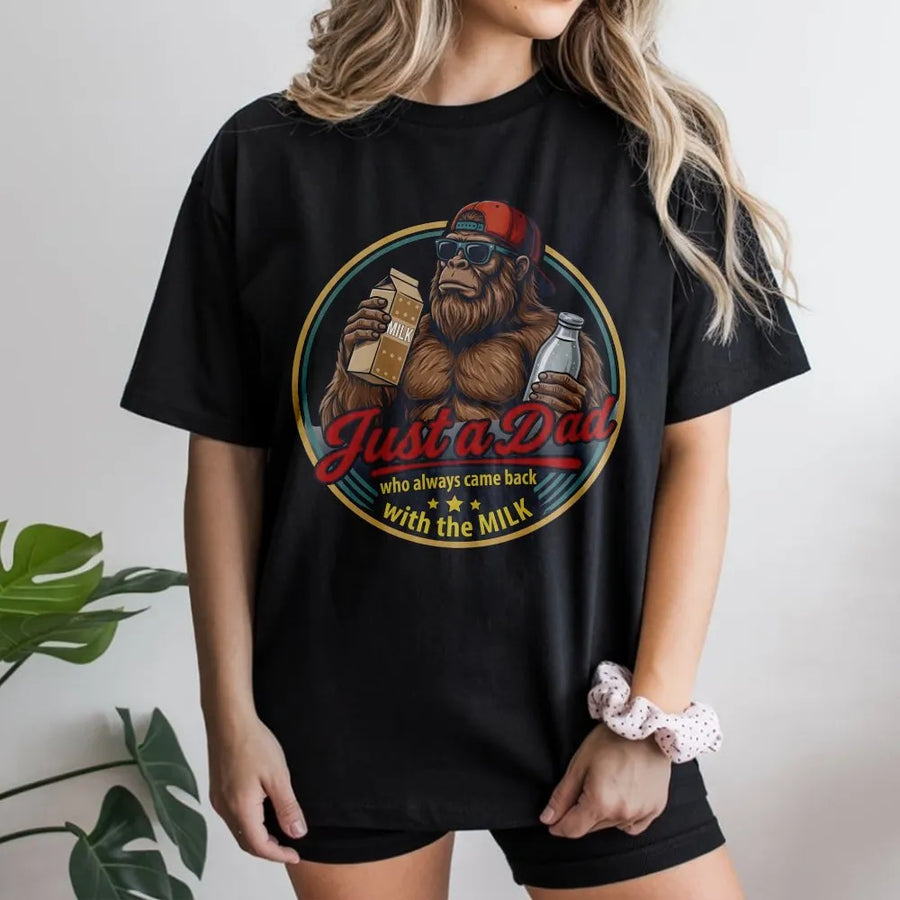 Funny Bigfoot Dad T-Shirt | Retro Sasquatch Graphic Tee | Premium Cotton | Unique Father's Day Gift for Men