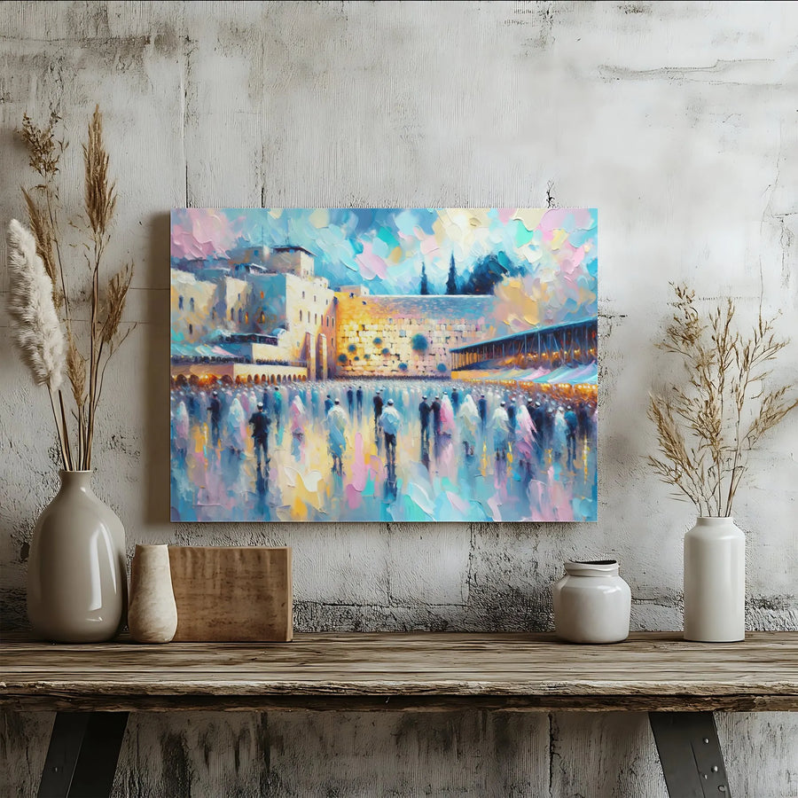 Western Wall Jerusalem Canvas Print | Impressionist Israel Art | Gallery Wrap Wall Decor | Premium Religious Gift for Home Office
