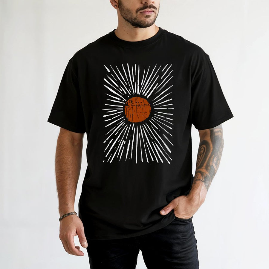 Sunburst Graphic T-Shirt | Minimalist Boho Sunset Art | 100% Cotton Premium Tee | Artistic Celestial Gift for Women and Men