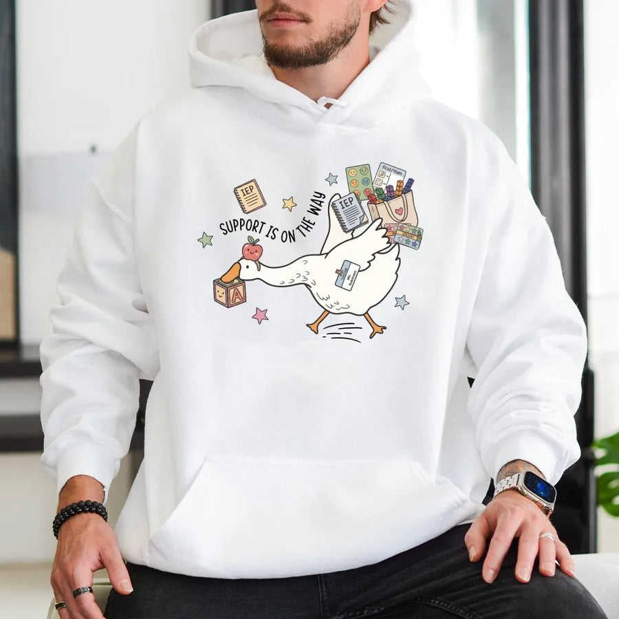 Special Education Teacher Hoodie | Funny Goose IEP Support Design | Soft Cotton Blend Pullover | Gift for SPED Educator, Inclusive Classroom Apparel