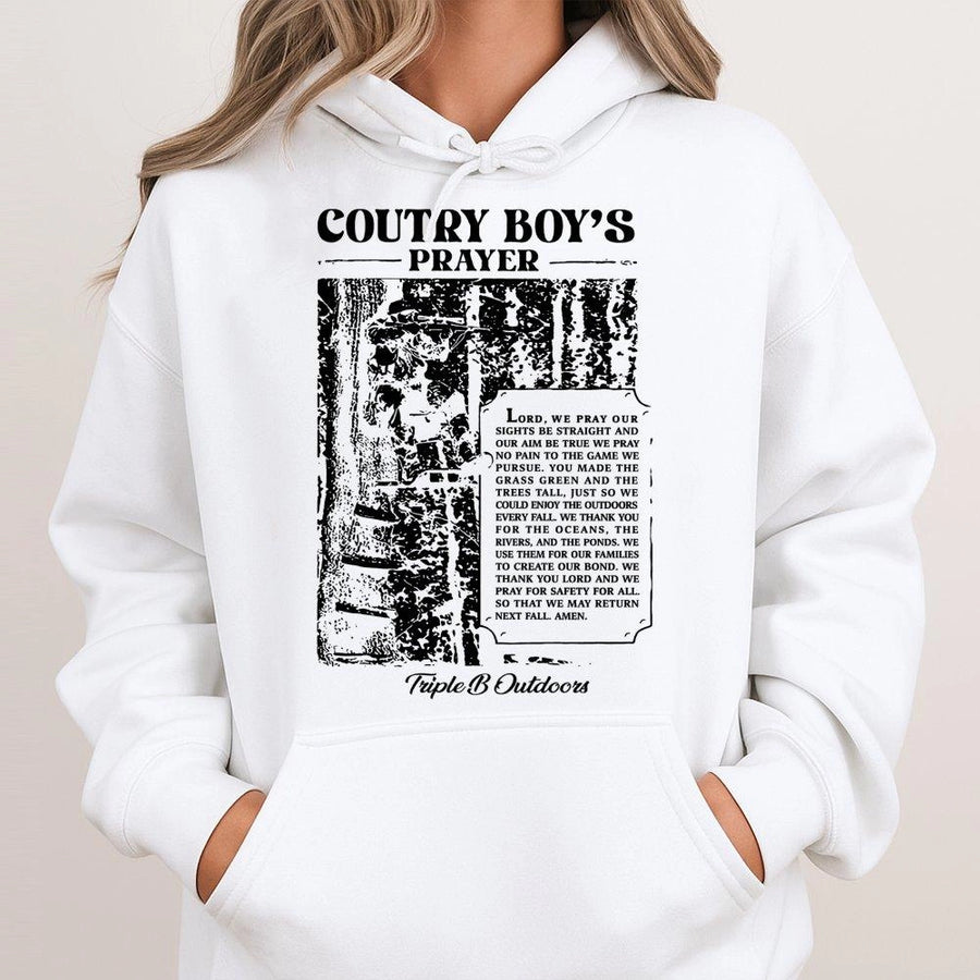 Country Boy Prayer Hoodie | Hunting Prayer Graphic Design | Premium Cotton-Poly Blend | Gift for Hunter Outdoor Enthusiasts