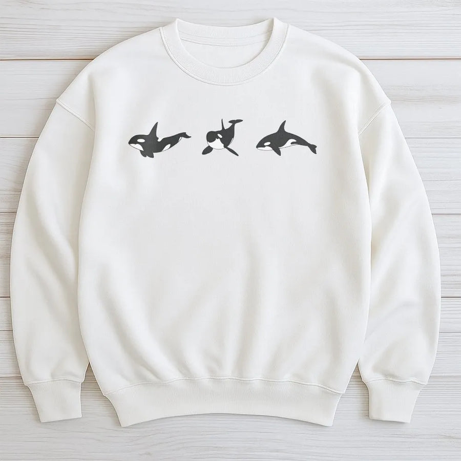 Orca Whale Sweatshirt | Minimalist Killer Whale Graphic | Premium Cotton-Blend Pullover | Gift for Marine Life Lover