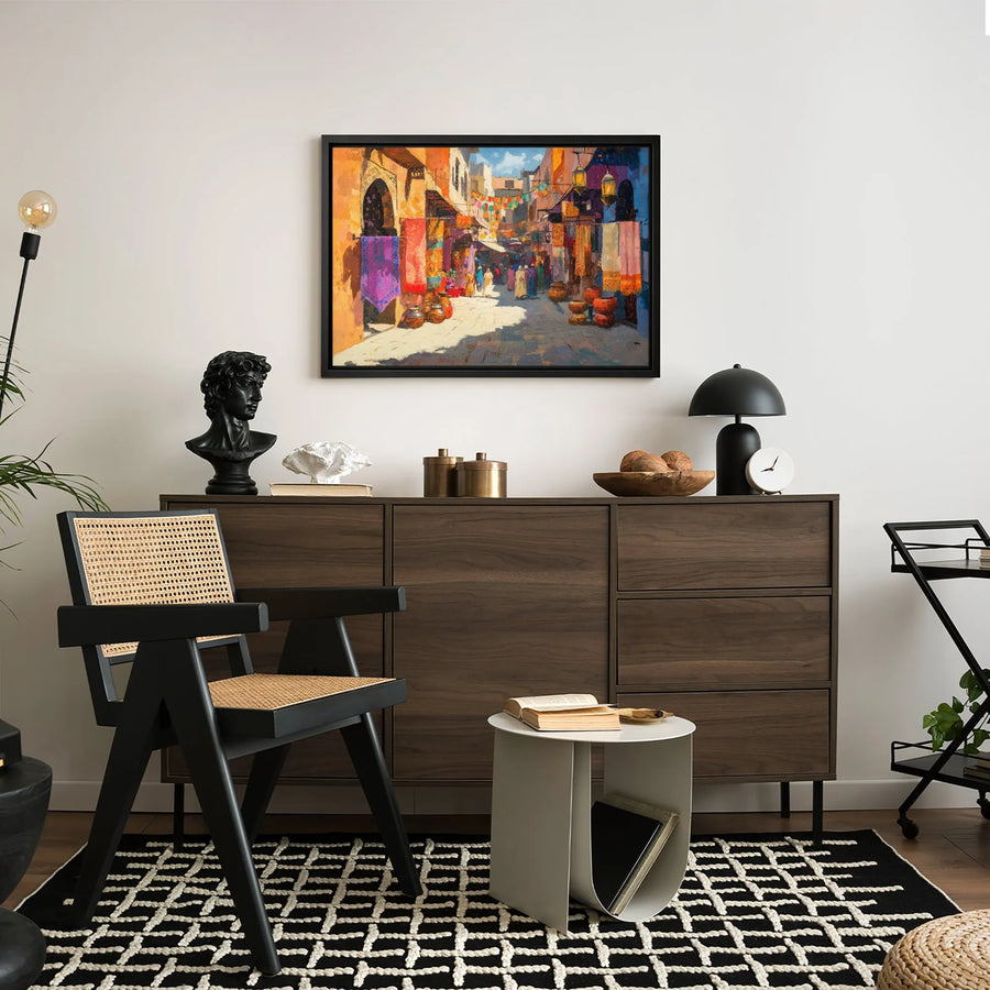 Moroccan Market Souk Canvas Print | Vibrant Impressionist Middle Eastern Bazaar Wall Art | 1.25 Inch Gallery Wrap | Premium Home Decor Gift