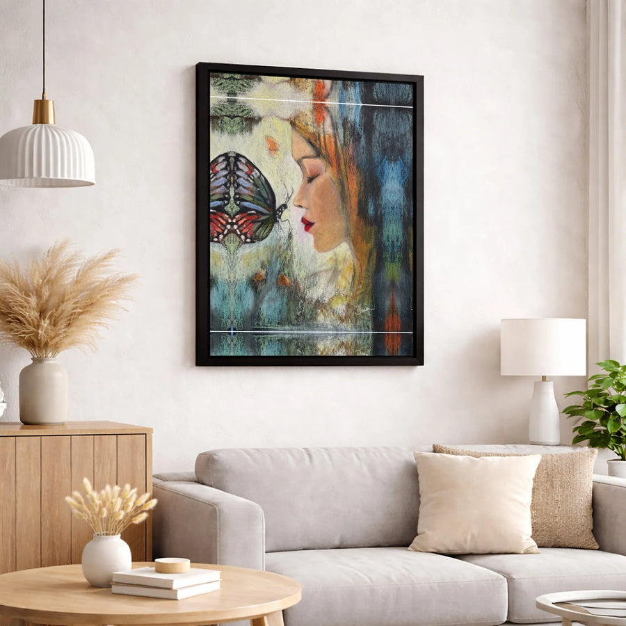 Abstract Woman Butterfly Canvas Art | Colorful Surreal Portrait Wall Decor | Premium Fade-Resistant Gallery Print | Elegant Home & Office Gift