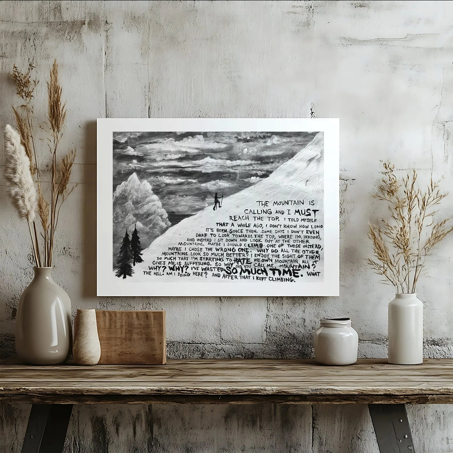 Mountain Quote Canvas Wall Art | Inspirational Adventure Hiking Poetry Print | Premium Gallery Wrap Decor | Gift for Hiker or Mountaineer