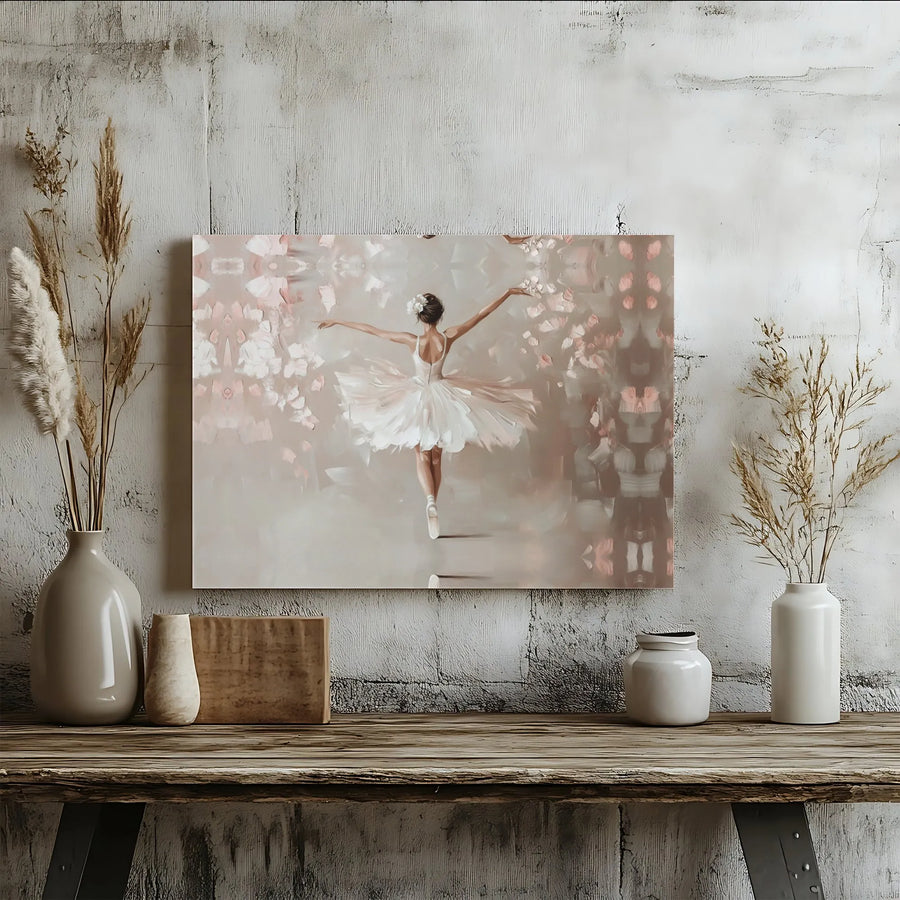 Ballerina Canvas Wall Art | Abstract Dancer In White Tutu | Premium Gallery Wrap 1.25" Profile | Elegant Home Decor Gift for Ballet Lovers