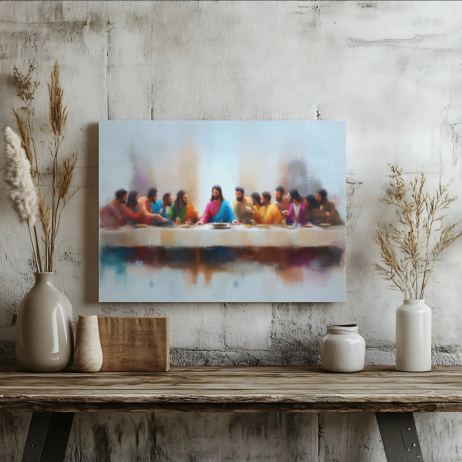 The Last Supper Canvas Print | Abstract Impressionist Religious Wall Art | 1.25 Inch Gallery Wrap | Christian Home Decor Gift