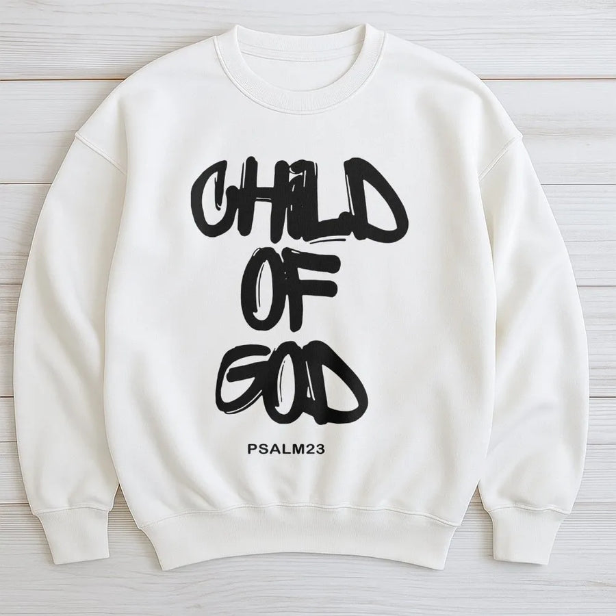Child Of God Sweatshirt | Minimalist Christian Graphic Design | Soft Cotton Blend Fleece | Religious Faith Gift For Women And Men