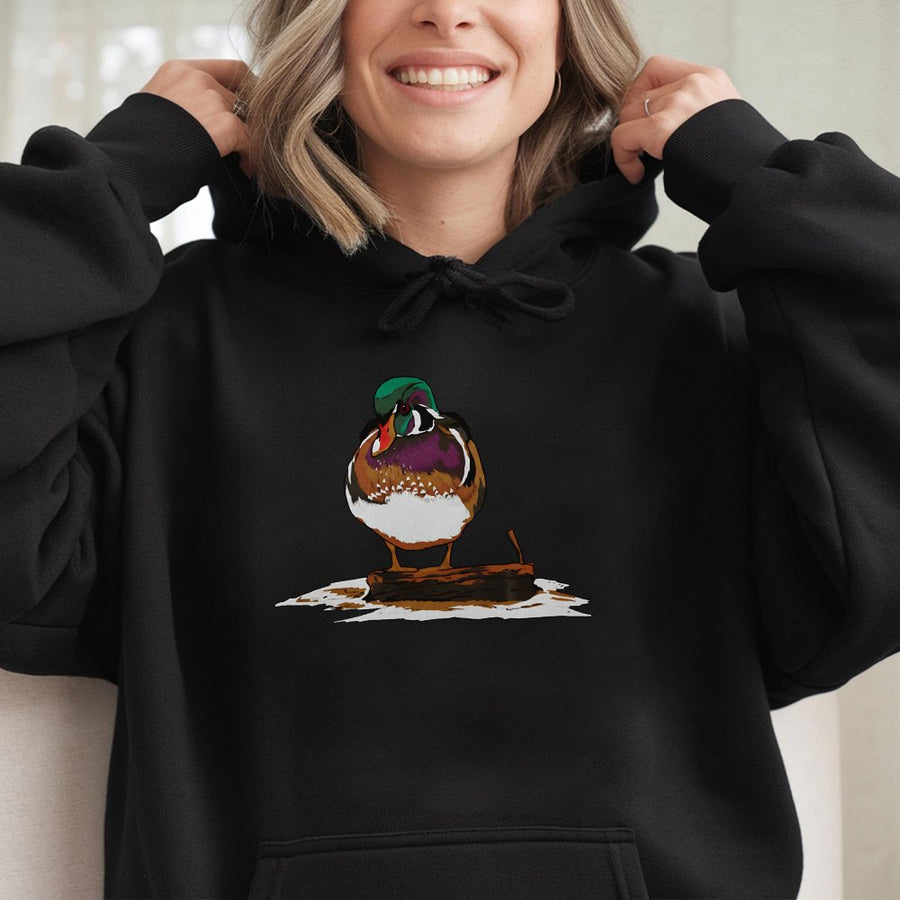 Wood Duck Hoodie | Colorful Waterfowl Nature Illustration | Premium Cotton-Blend Pullover | Gift for Duck Hunters and Bird Watchers