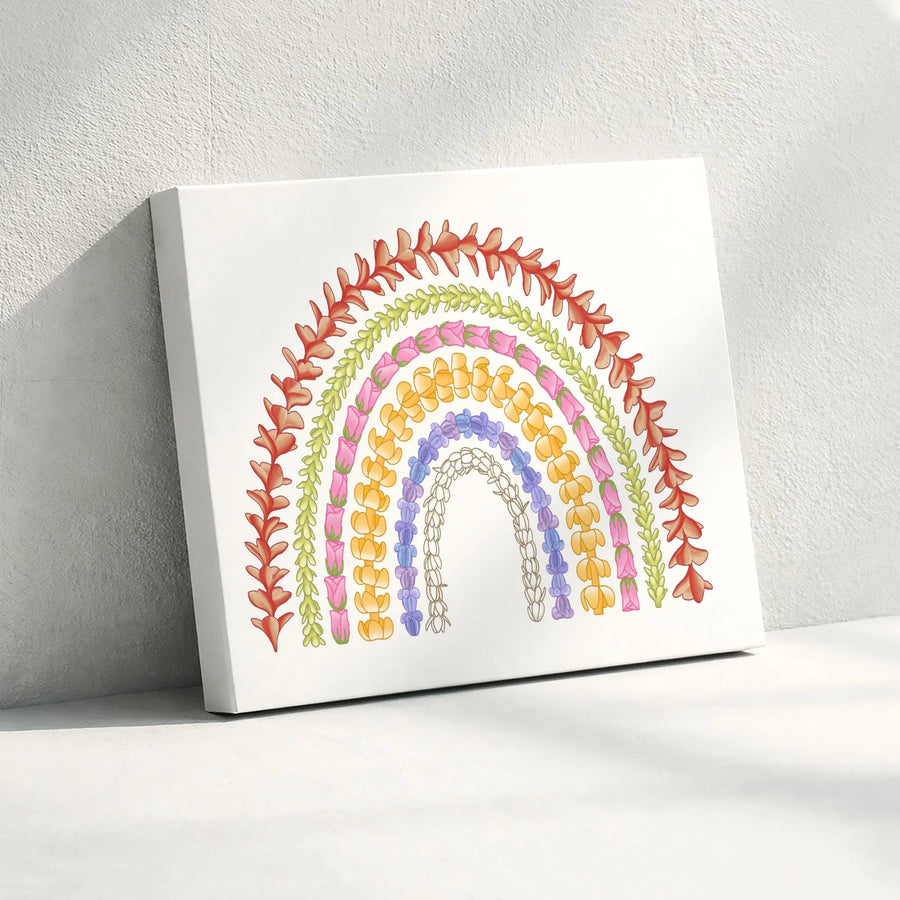 Floral Rainbow Wall Art | Watercolor Botanical Arch Print | Gallery Quality Premium Canvas | Nursery Decor and Home Wall Decor