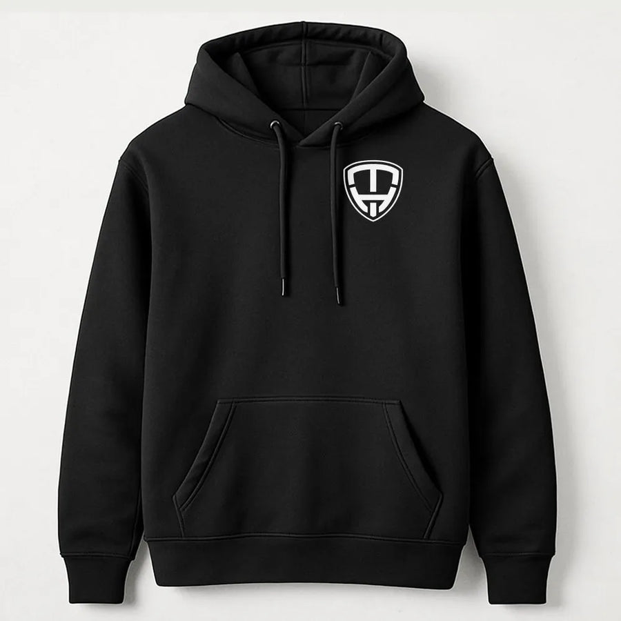 Modern Shield Logo Hoodie | Minimalist Left Chest Graphic Tee | Premium 100% Cotton Shirt | Unisex Casual Streetwear Gift
