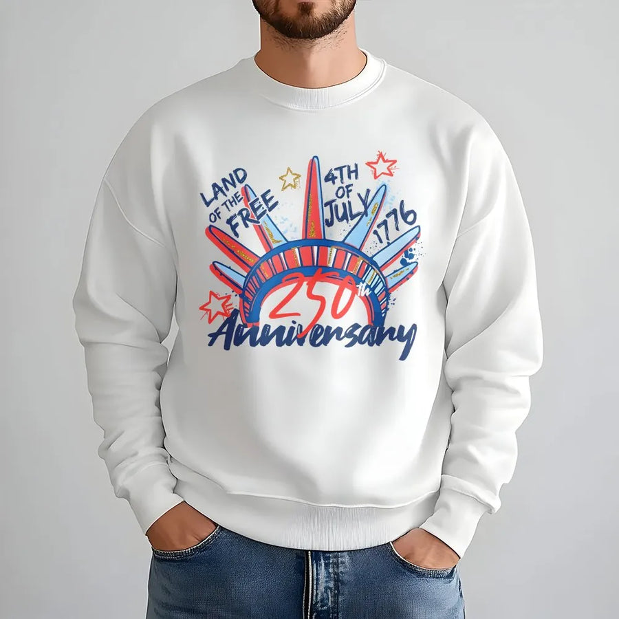 USA 250th Anniversary Sweatshirt | Land of the Free 1776 Graphic | Premium Cotton Blend Sweatshirt | Patriotic Gift for Men Women