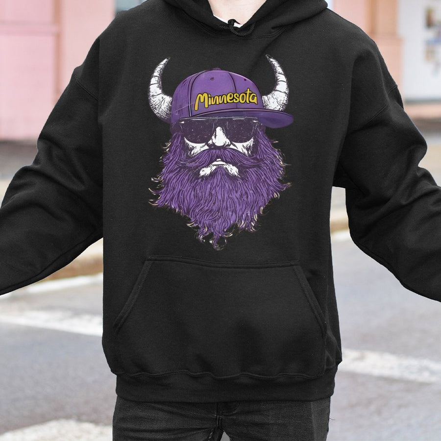 Minnesota Viking With Horns, Beard And Sunglasses Hoodie
