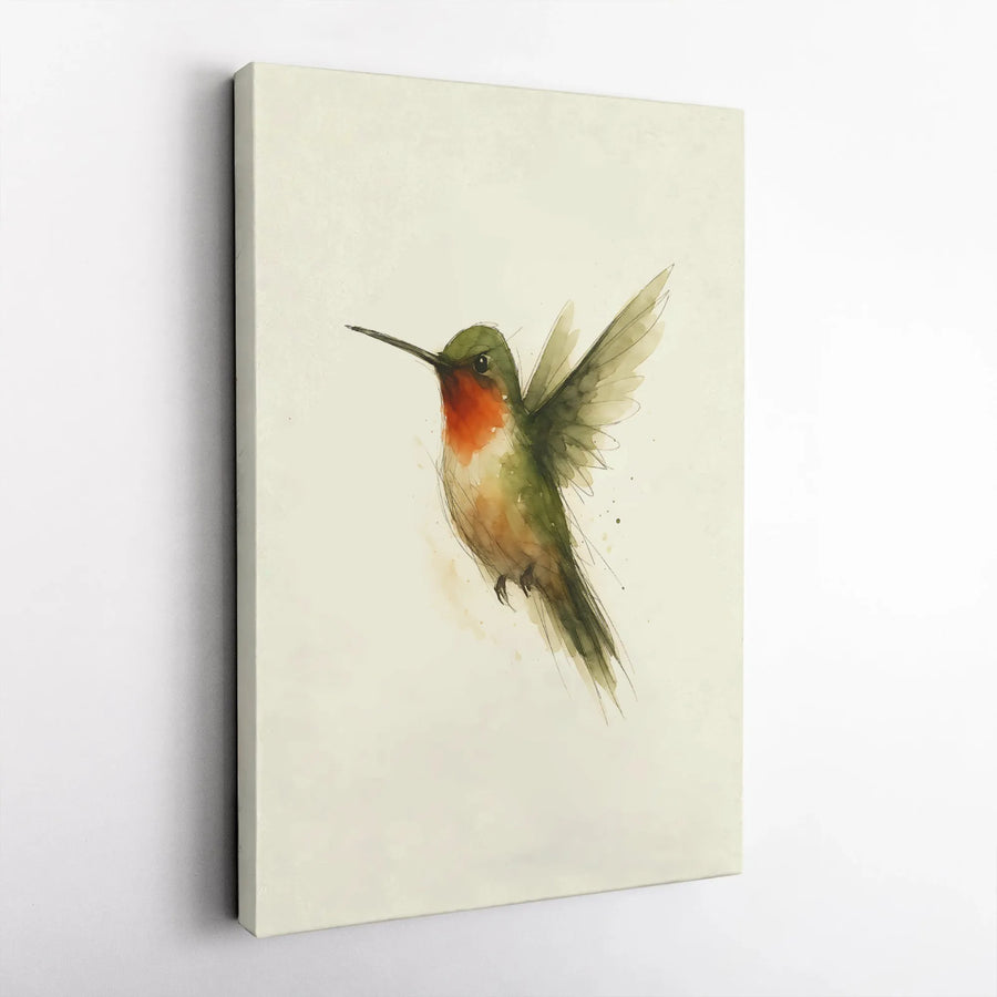 Watercolor Hummingbird Canvas Wall Art | Minimalist Bird Nature Print | Premium 1.25" Gallery Wrap | Gift For Bird Lover Home Decor