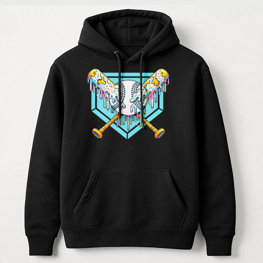 Baseball Drip Hoodie | Melted Ice Cream Sport Graphic | Premium Cotton Blend | Gift for Baseball Players and Fans