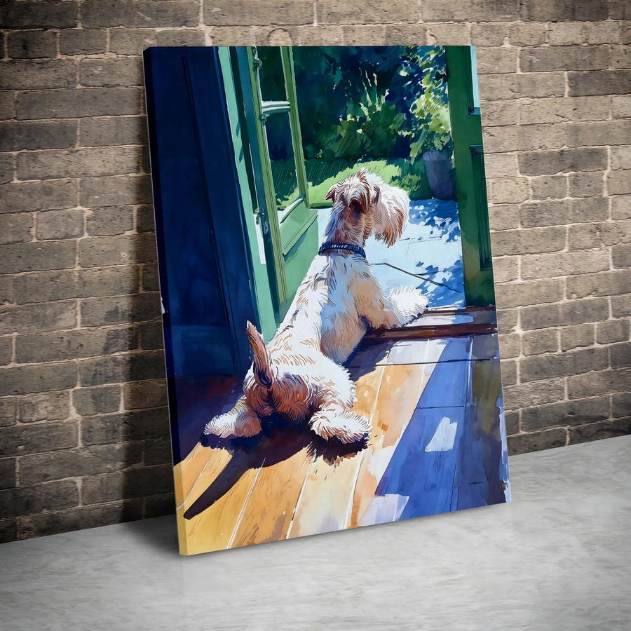 Wire Haired Terrier Dog Art Canvas | Sunlight Pet Portrait Decor | Premium Fade-Resistant Wall Print | Perfect Gift For Dog Lovers