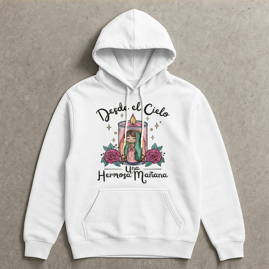 Our Lady Of Guadalupe Hoodie | Desde El Cielo Floral Design | Premium Cotton Blend | Catholic Religious Gift for Women and Family