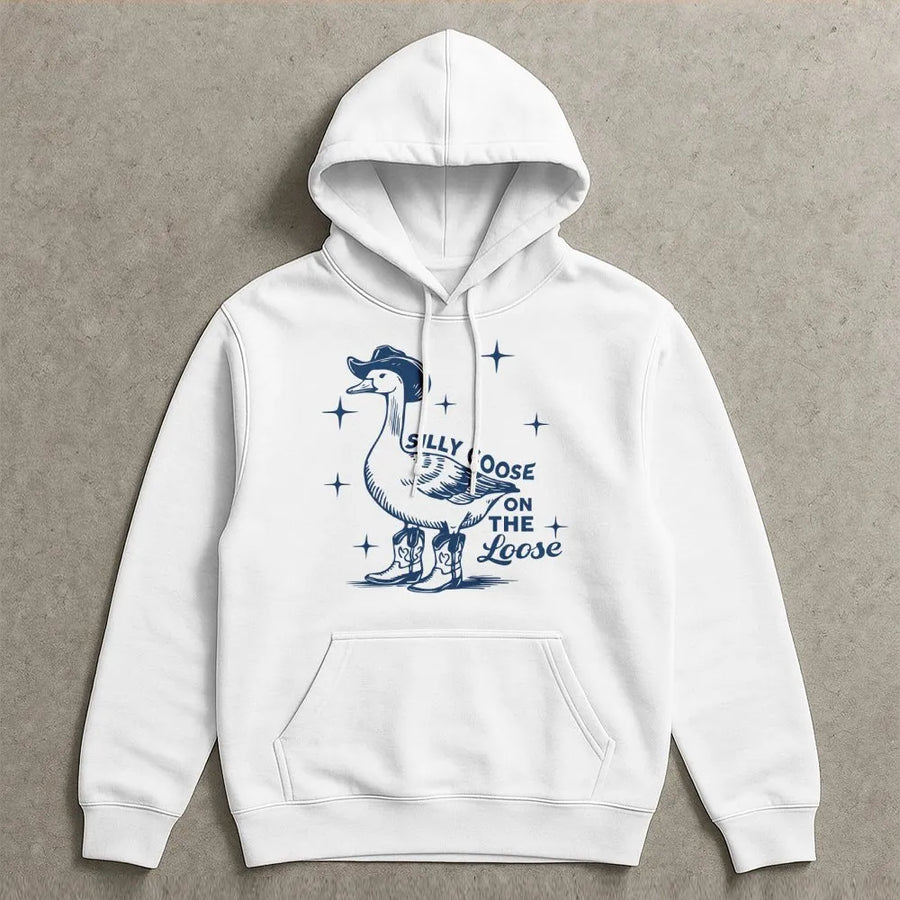 Silly Goose Hoodie | Funny Western Cowgirl Goose Graphic | Premium Cotton Blend | Unisex 90s Aesthetic Gift