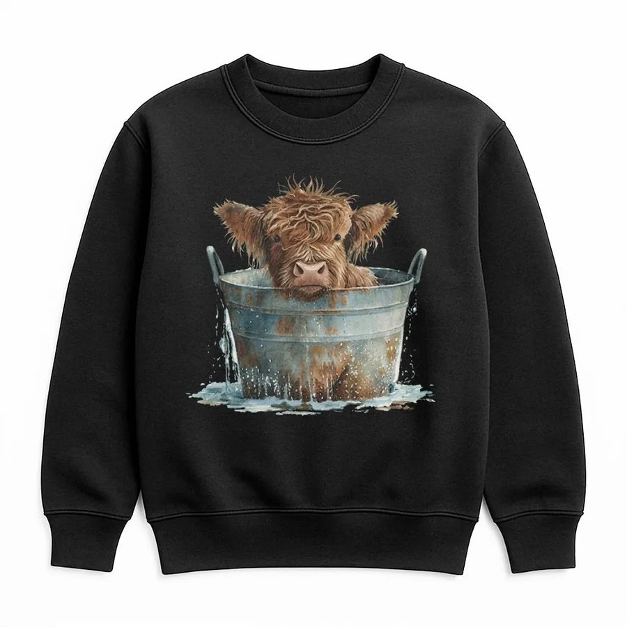Highland Cow Sweatshirt | Cute Farm Animal Watercolor Graphic | Premium Soft Cotton Blend | Gift for Cow Lover and Farmer