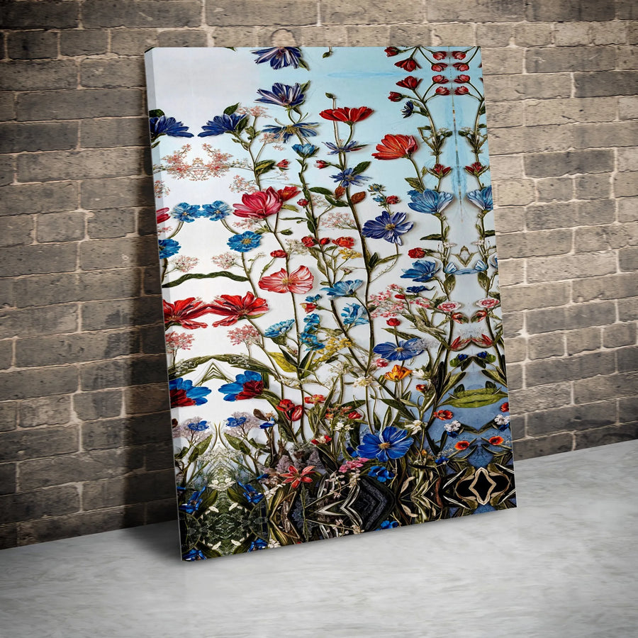 Wildflower Canvas Wall Art | Vintage Botanical Illustration Print | Premium Gallery Wrap Canvas | Cottagecore Living Room Decor Gift