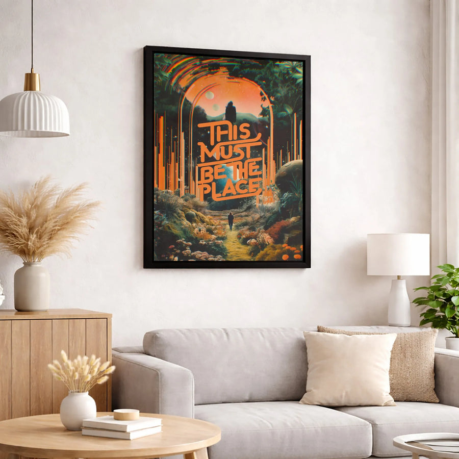 This Must Be The Place Wall Art | Psychedelic Sci-Fi Landscape Canvas | Premium Fade-Resistant Print | Surreal Aesthetic Home Decor Gift