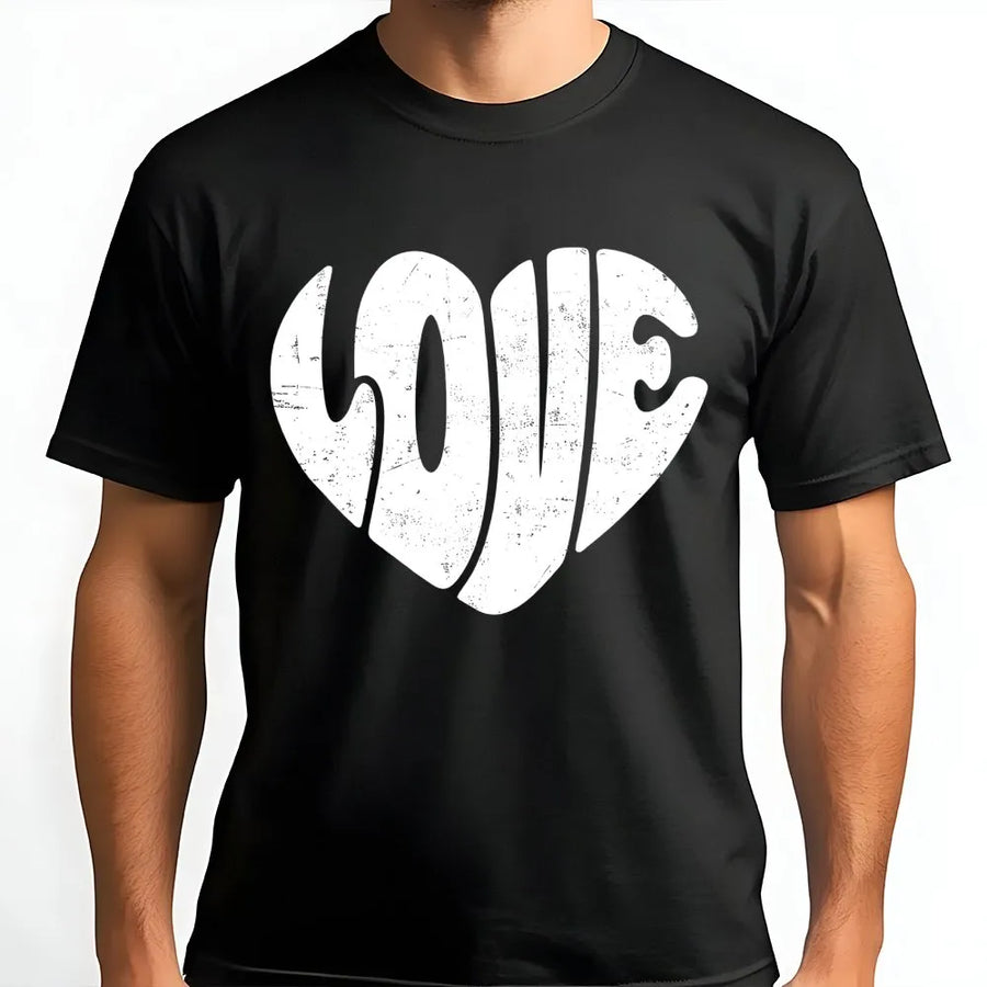Retro Love Heart T-Shirt | Distressed Graphic Print | Premium Soft Cotton | Romantic Valentine's Day Gift for Her