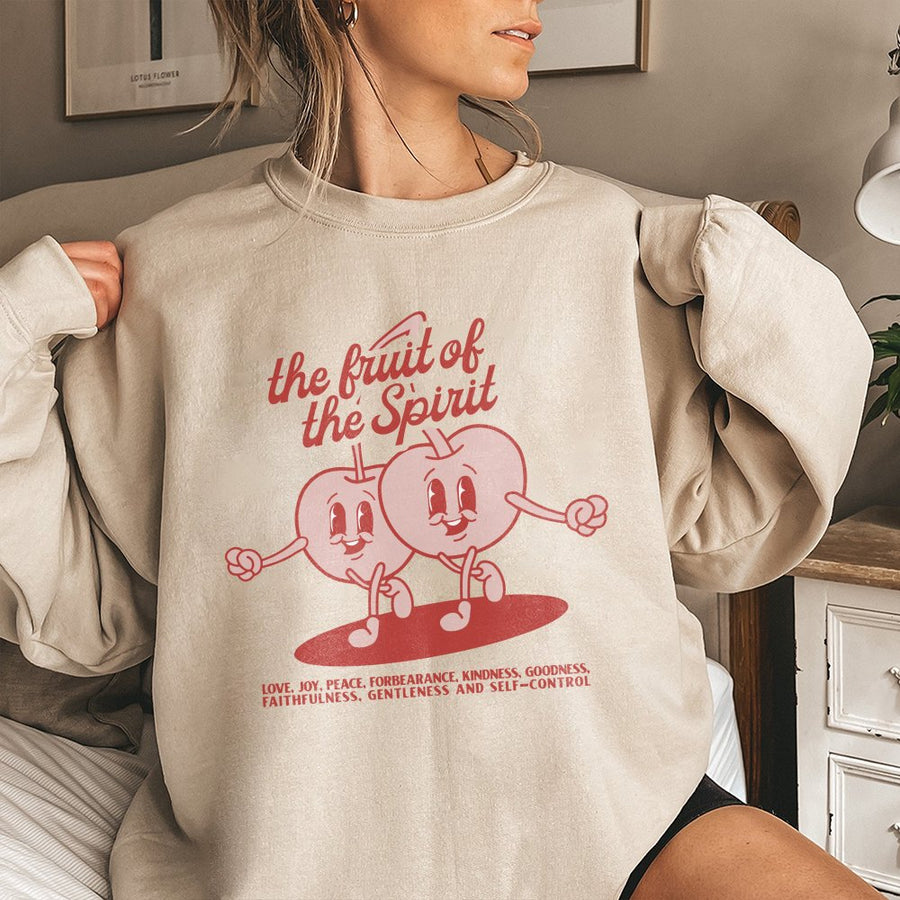 Fruit of the Spirit Sweatshirt | Retro Christian Graphic Crewneck | Premium Cotton Blend | Faith-Based Gift for Women and Men