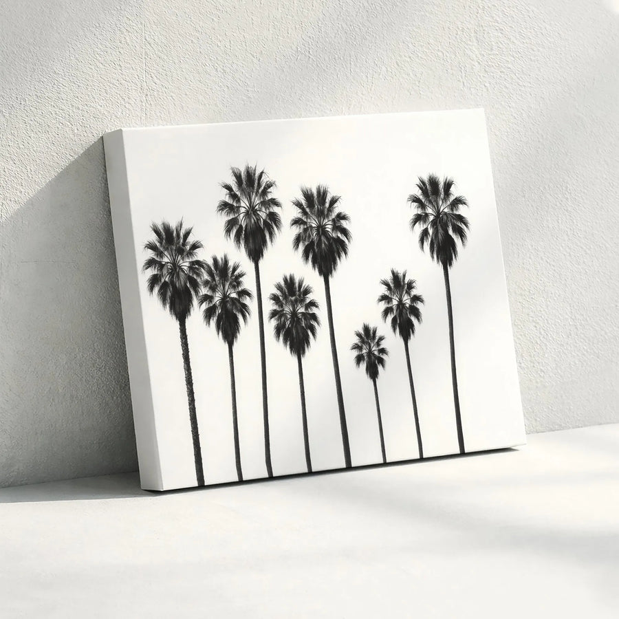 Black and White Palm Tree Canvas Wall Art | Minimalist California Photography | Premium Gallery Wrap Canvas | Modern Home Decor Gift